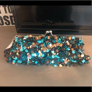 Blue/Brown Sequin Cocktail Clutch